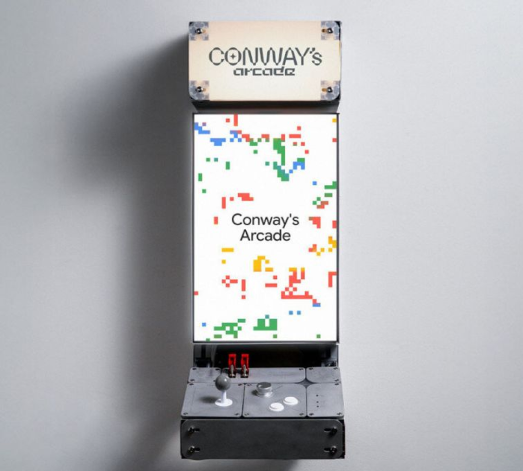 Conway’s Arcade interface showing generative real-time gameplay inspired by classic arcade games and powered by Gemini.